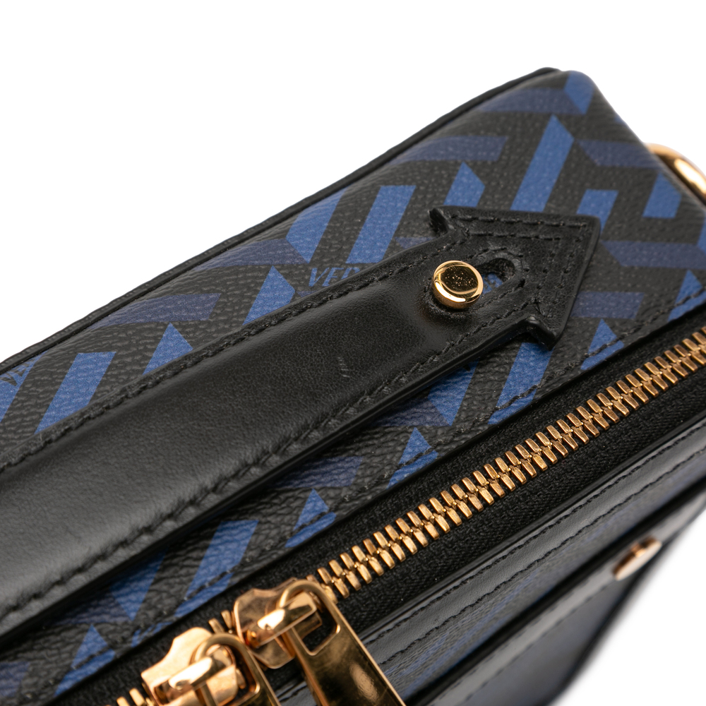 Pre-Loved Versace Coated Canvas La Greca Zip Around Messenger Bag - Picture 7 of 9